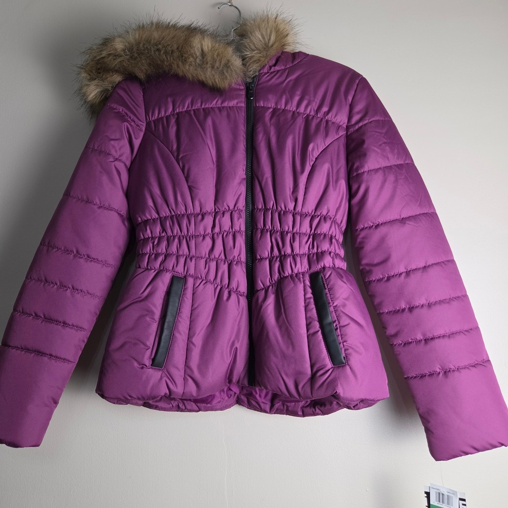 Celebrity Pink Girls Orchid Purple Faux Fur Hood Puffer Jacket Large NWT